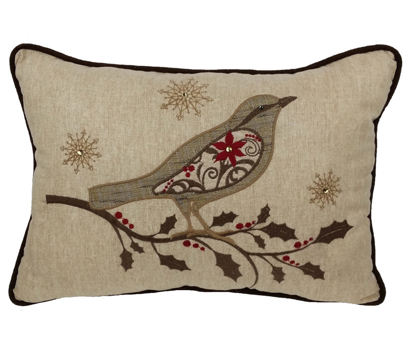 Weidner Embroidered Cotton Reversible Throw Pillow