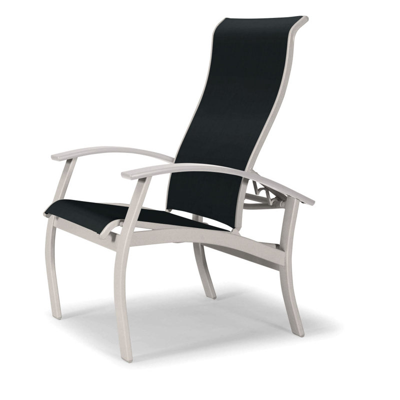 Chaise de patio Askar, Blanc, Noir 5D Sunbrella®, Neige texturée