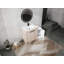 Meuble-lavabo autoportant avec lavabo en céramique et armoires de rangement, porte à fermeture douce