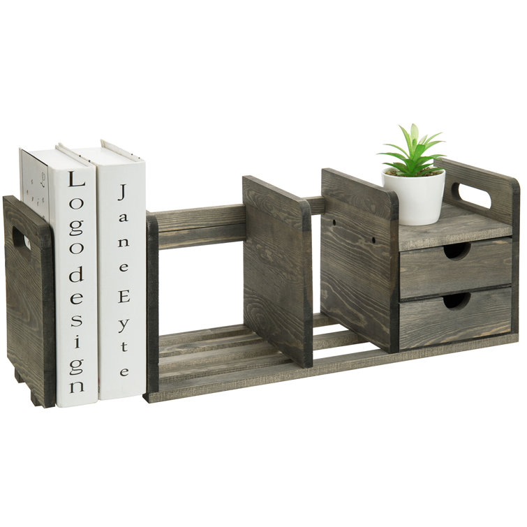 Expandable Length Desk Organizer Bookcase with Drawer