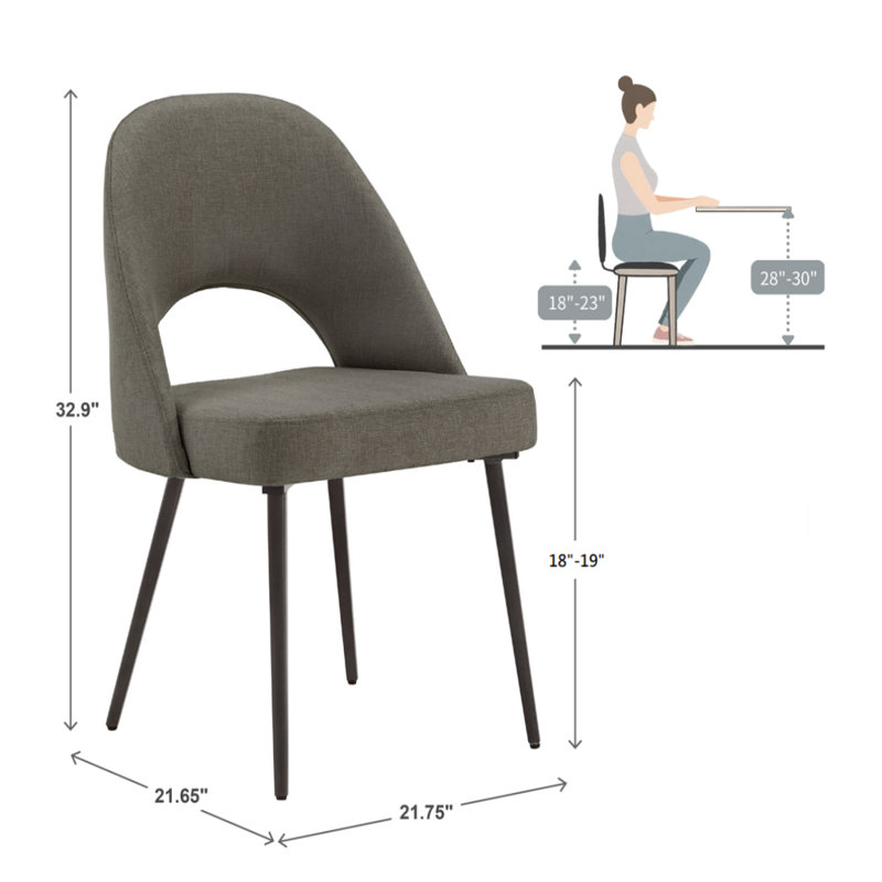 Chaise d'appoint rembourrée Etna, Grey Herringbone Twill