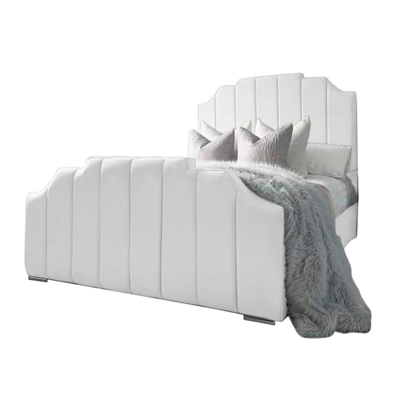 Tyrion Upholstered Bed Frame, Small Double (4'), White