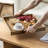Decorative Acacia Ottoman Tray with Leather Handles