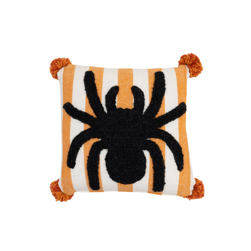 Coussin Spider Halloween 12 "x 12", Orange Halloween 2