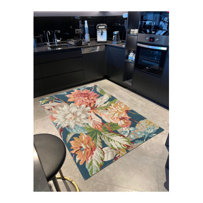 Tapis lavable imprimé à motif de fleurs aux couleurs pastel