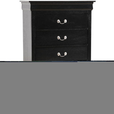 Commode de chambre à coucher de style traditionnel - noir G02150 avec sculptures exquises, moulures courbées, tiroirs et guides en métal pour une esthétique durable