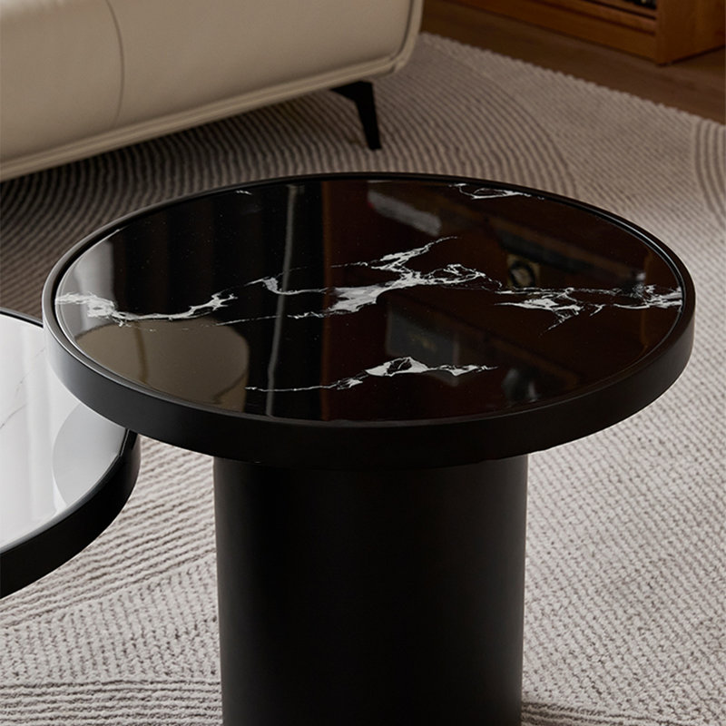 Simple oval microcrystalline stone coffee table