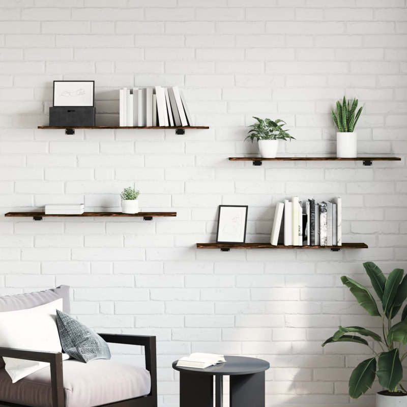 Thresa Bracket Shelf, 0.6 in H × 39.4 in W × 7.9 in D, Smoked Oak