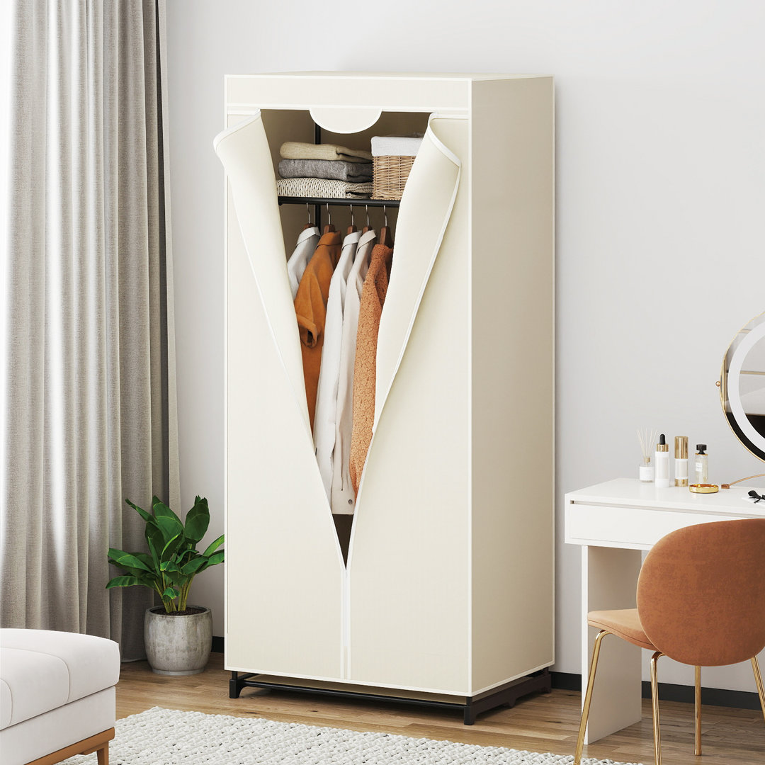 Fabric Closet Freestanding Cloth Organizer Wardrobe Clothes-Beige