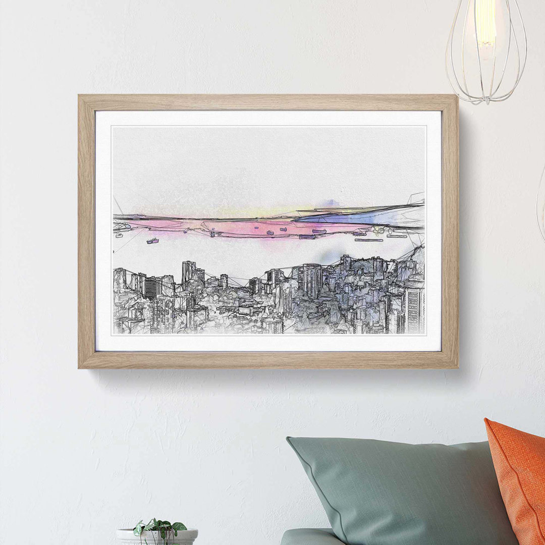 Vancouver Canada Skyline in Abstract - Picture Frame Graphic Art Print