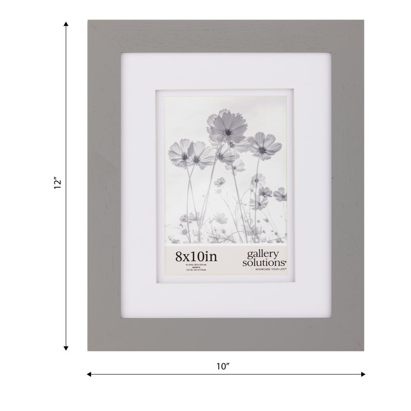 8x10 Gray Wood Frame with Double White Mat