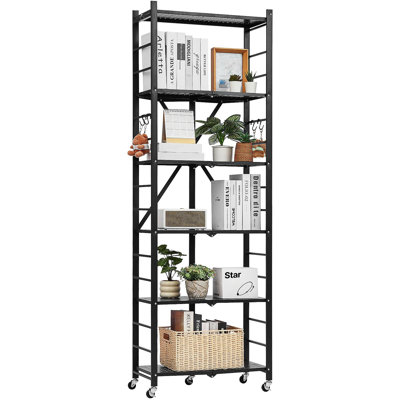 Étagère de rangement pliable à 6 niveaux avec roulettes 24 x 12 x 72 pouces