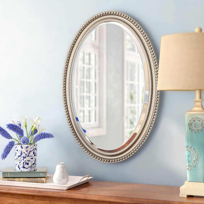 Nunn Oval Wall Mirror, Metallic Silver