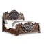 Grand lit de luxe grand, style traditionnel, cerisier brun, bois massif et bois de marbre, faux sculpté