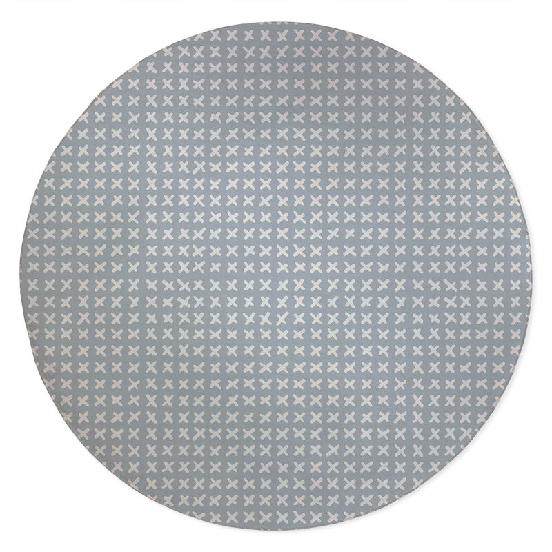 Cross Non-Slip Outdoor Rug, Round 5'