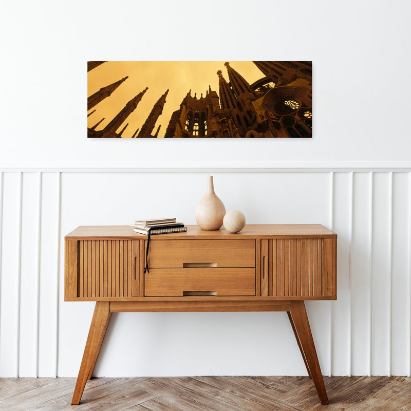 «La Sagrada Familia», art mural de l'Architecture contemporaine expressionniste surréaliste de Barcelone, H 12 po x l 36 po