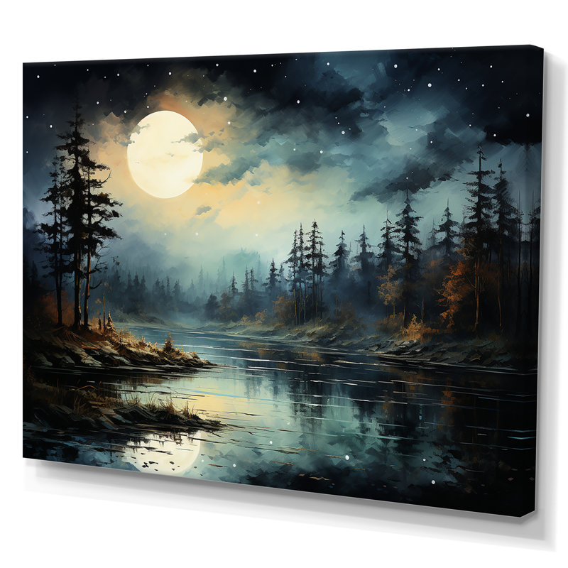 Magical Forest Moons Melody - Minimalisme, art mural, Toile tendue, H 24 po x l 32 po x P 1 po