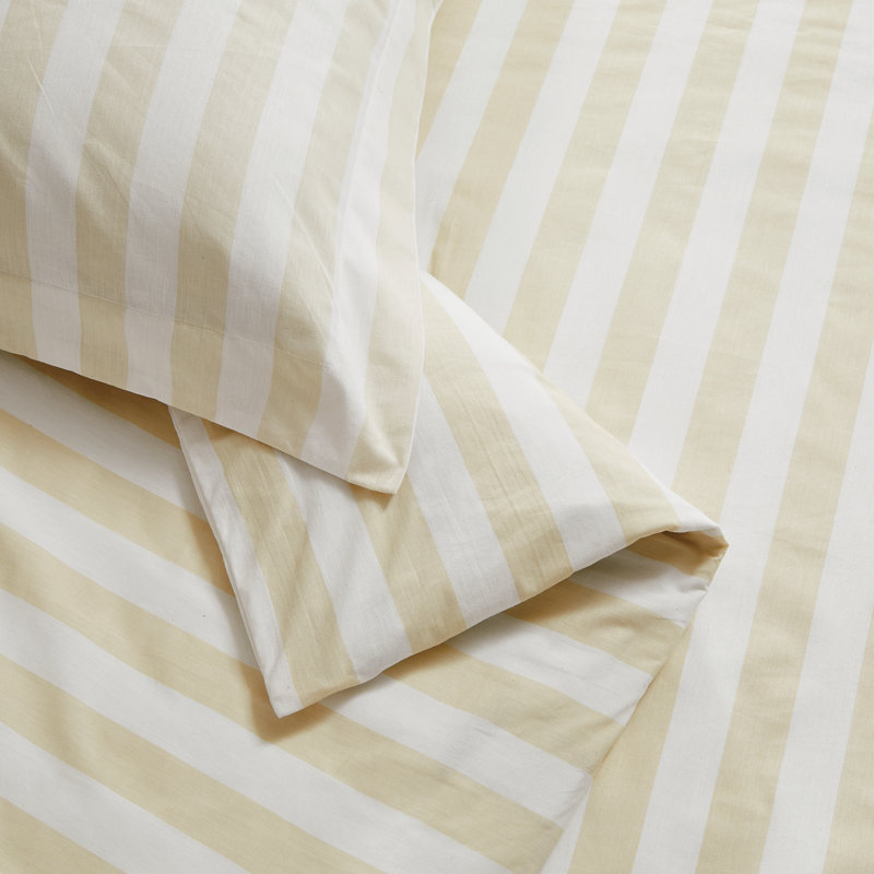Brooklyn Loom Levi Stripe Duvet Set, Queen Duvet Cover + 2 Standard Pillow Shams, White/Ivory