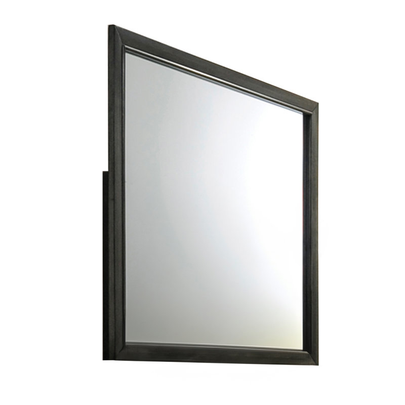 Miroir industriel industriel en chêne rustique, Gris, Rectangulaire, 35 po x 39 po