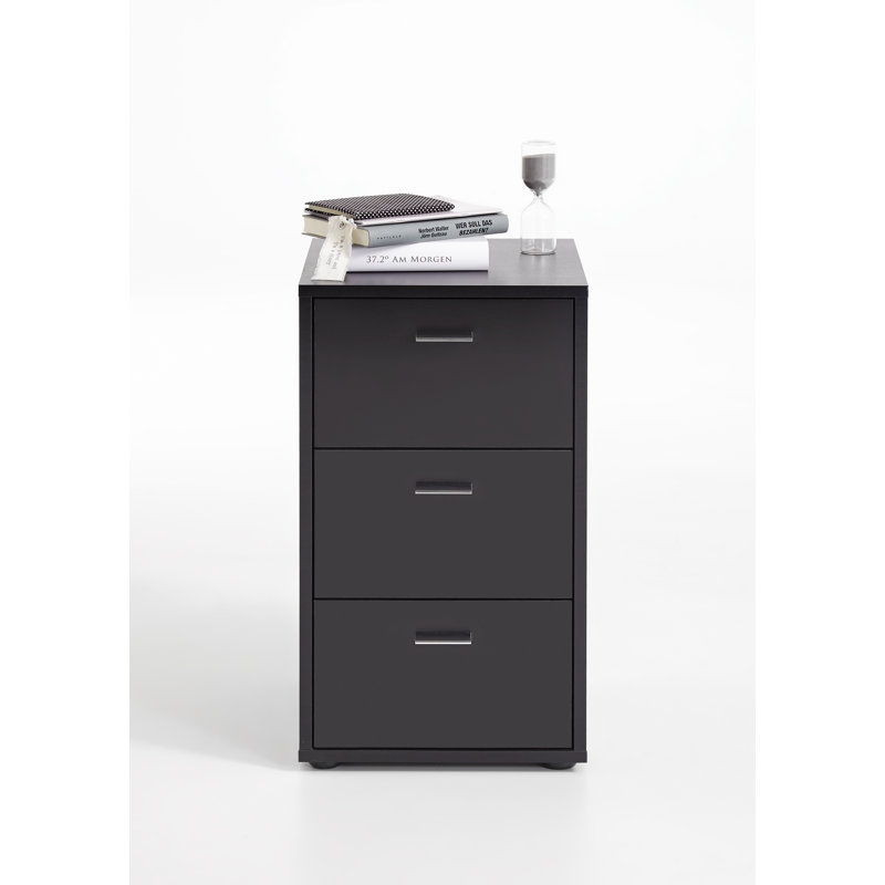 35cm W Manufactured Wood Bedside Table, Black