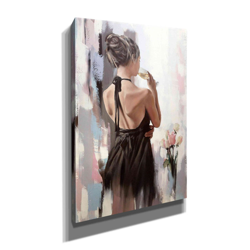 «Girl With Roses» par Alexander Gunin, art mural sur toile, H 18 po x l 12 po x P 0,75 po