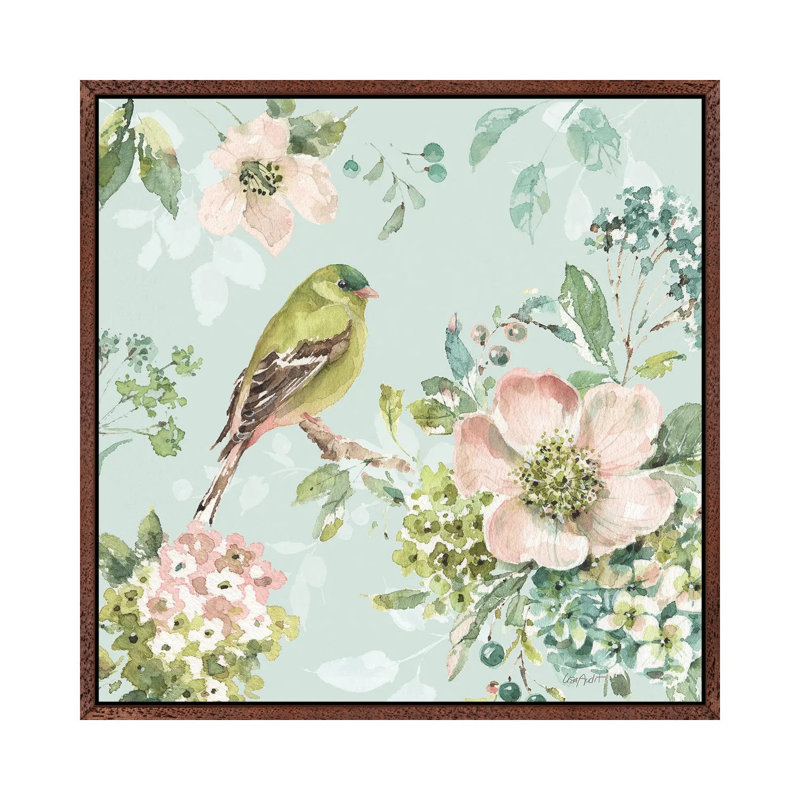 Mint Crush IV On Mint by Lisa Audit - Painting on Canvas, Classic Brown Wood Framed, 66.04cm H x 66.04cm W x 3.81cm D