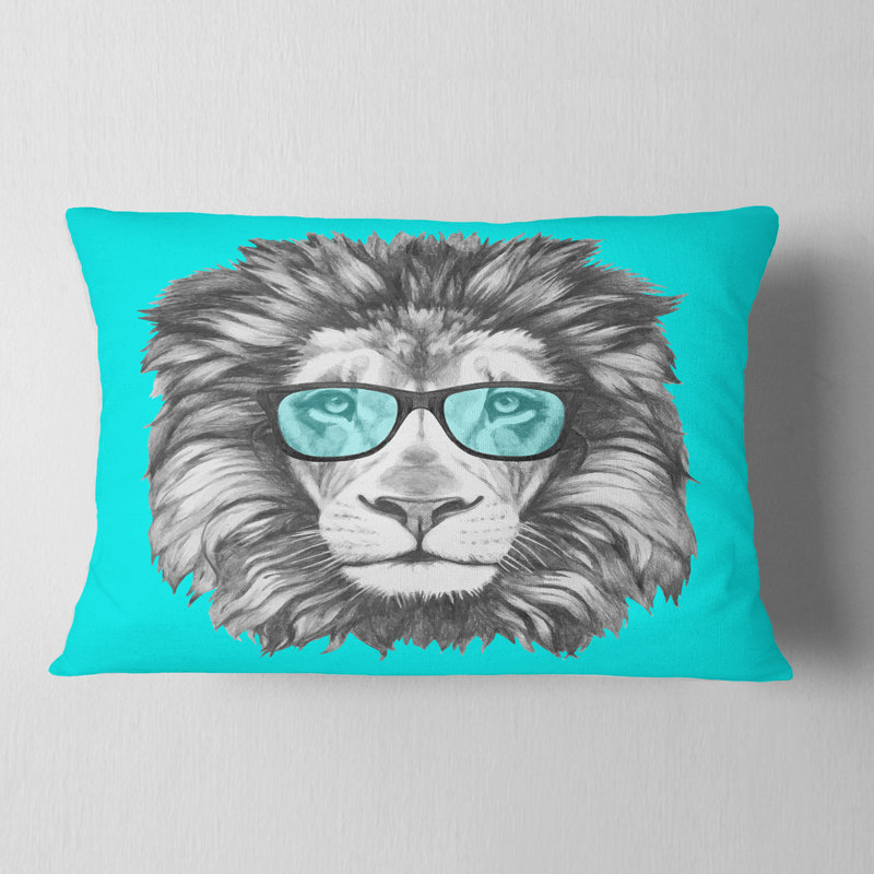 Coussin lombaire avec verres à lion amusant animal