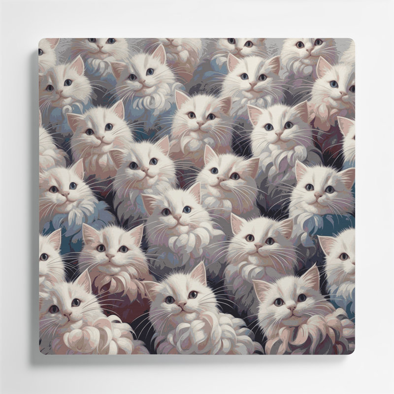 Art mural en métal «Cats Lambkin» gris, H 12 po x l 12 po