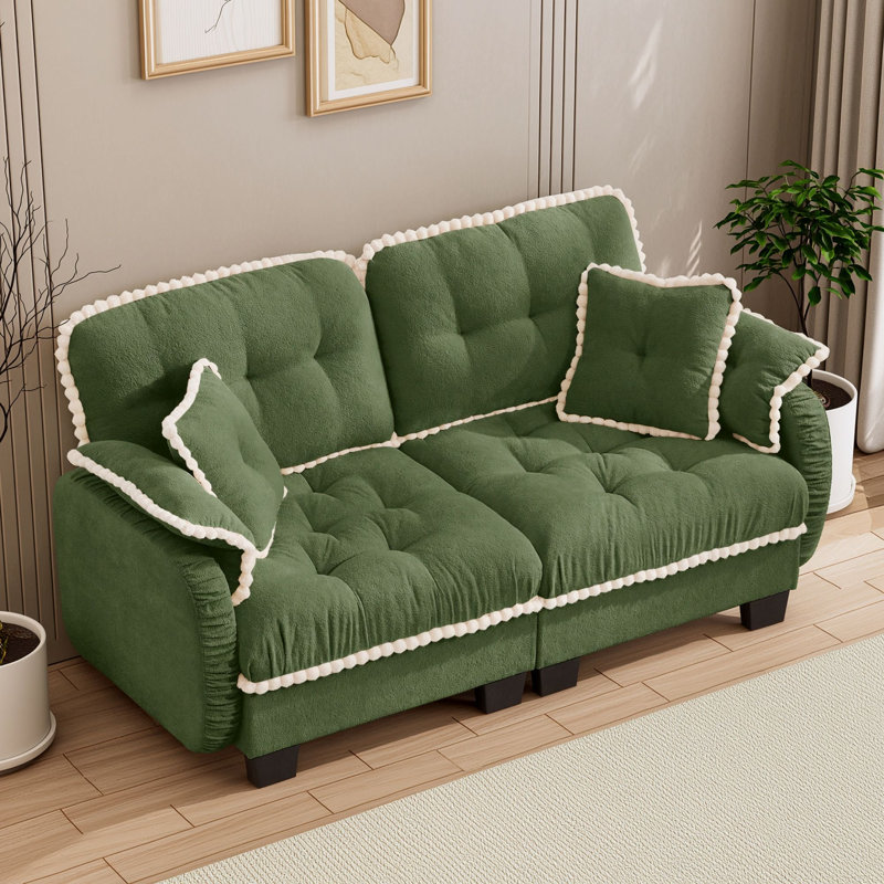 Causeuse avec 4 coussins et repose-pieds, Vert