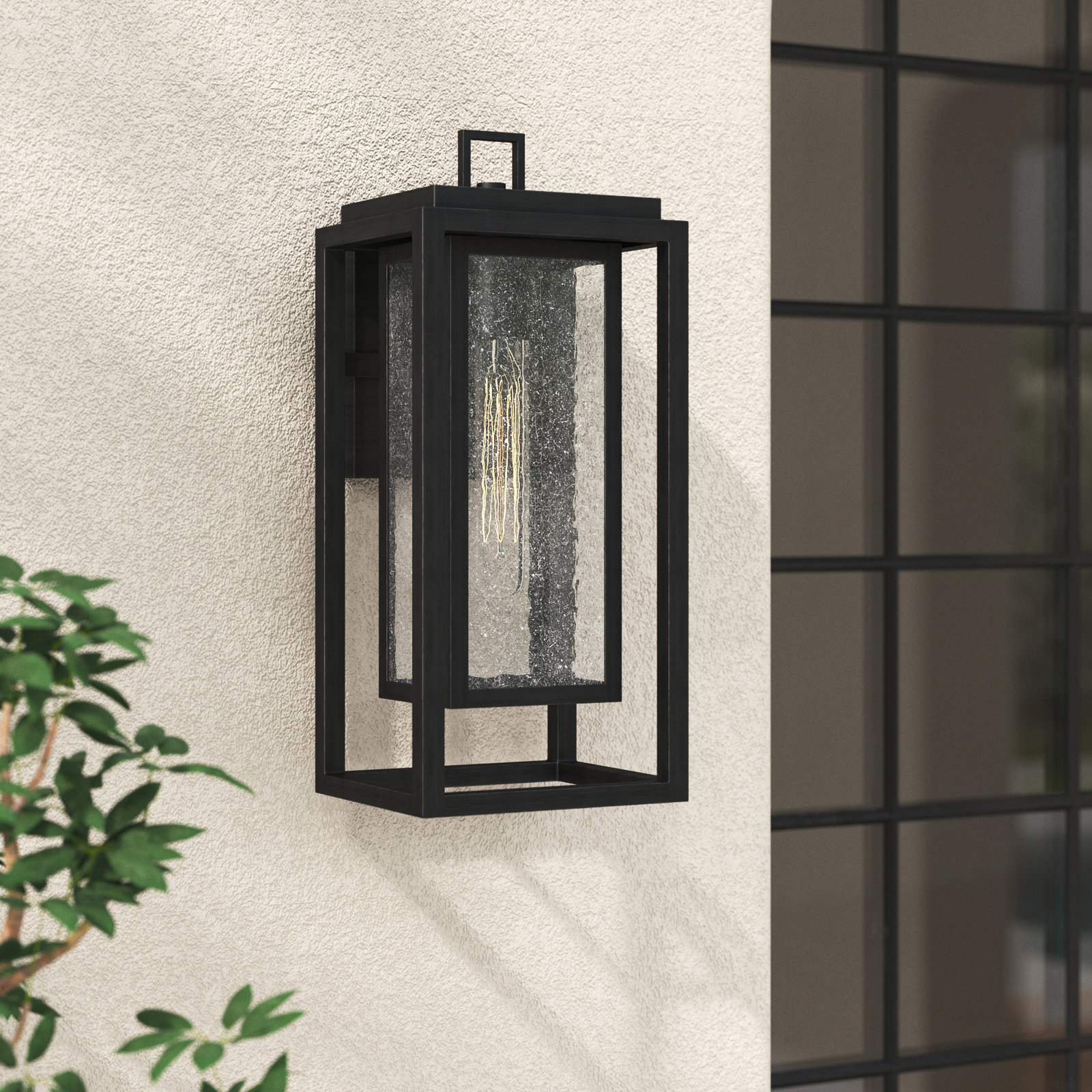 Gannett Outdoor Wall Lantern, 16" H x 7" W x 7" D, Black