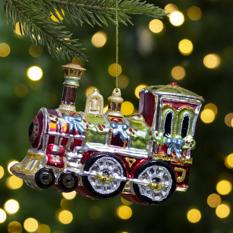 Ornement de Noël 5,5 po en verre rouge et vert