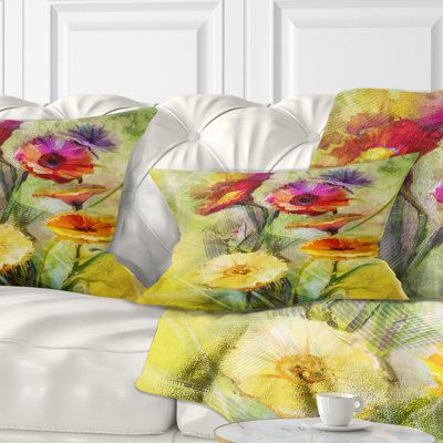 Coussin floral avec bouquet de fleurs Gerbera