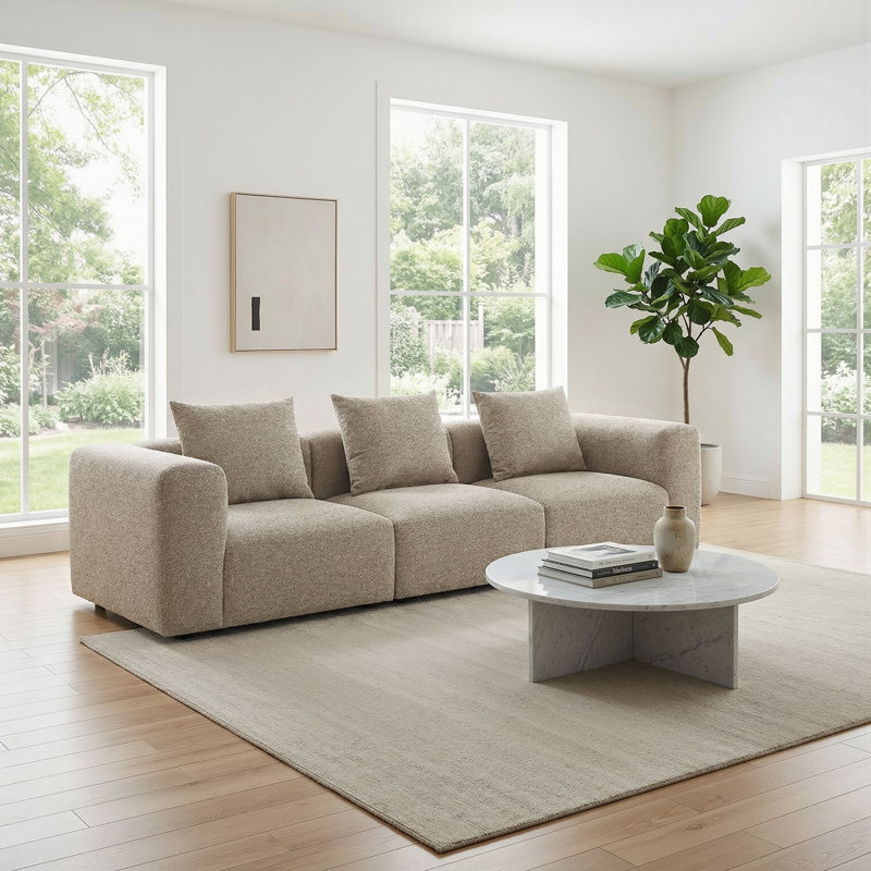3 Seater Sofa & Chaise, Beige