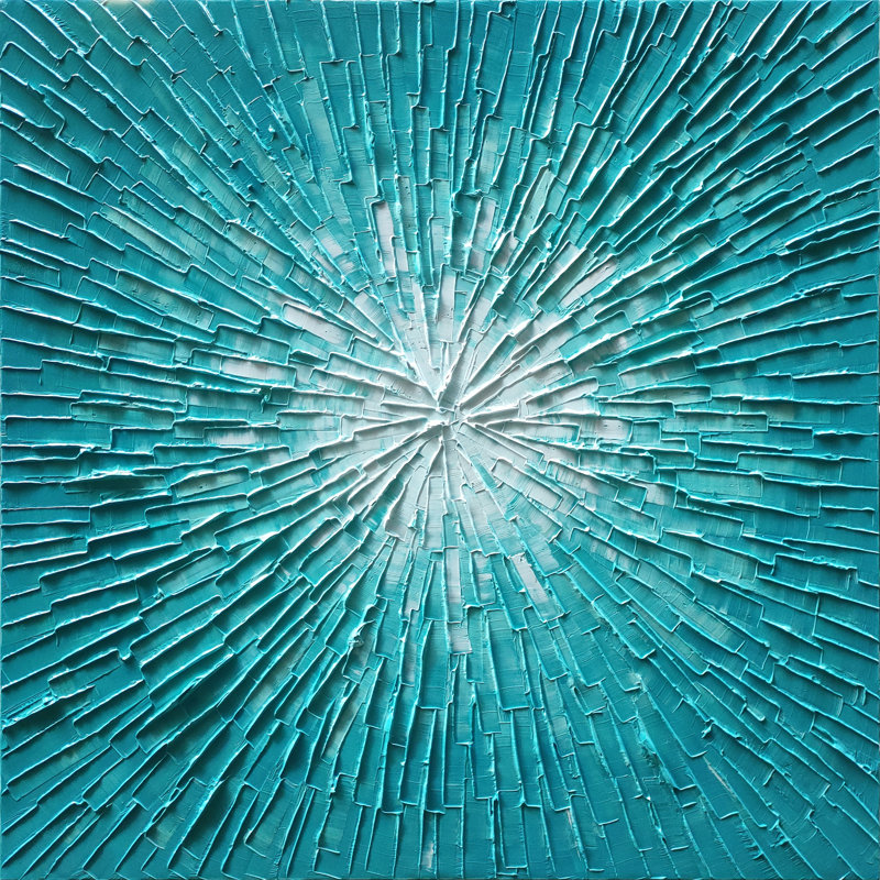 Abstrait soleil dans la forêt - peinture sur toile tendue, L 40 po x H 40 po