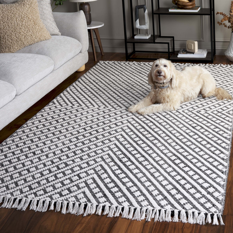Barrington Ivory/Black Hand Tufted Wool/Cotton/Rug, Rectangle 8' x 10'