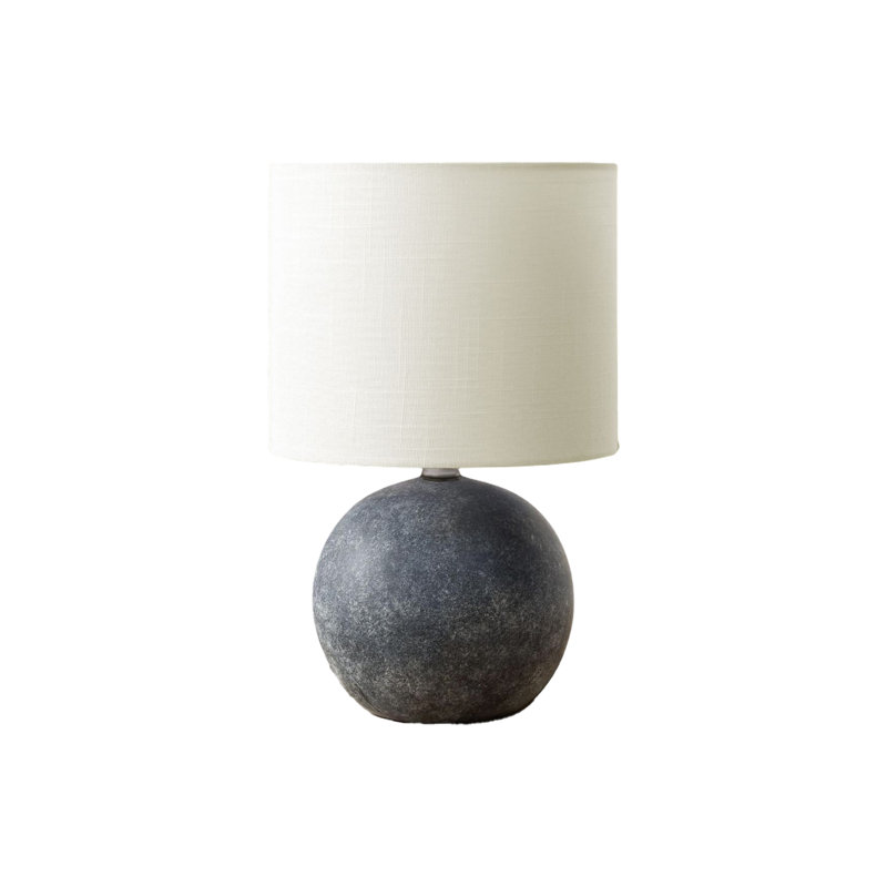 Lighting, h 16 po, lampe de table, résine, abat-jour ivoire / crème, contemporain, Gris