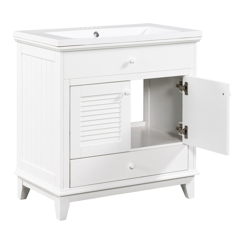 Meuble-lavabo élégant avec structure en bois massif et design fonctionnel