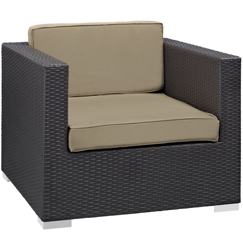 Modway Convene Wicker Rattan 5-Piece Outdoor Patio Furniture Set in Espresso, Mocha
