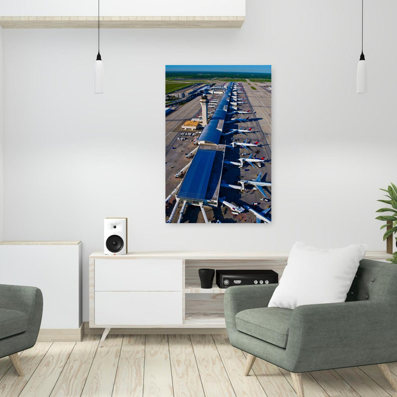 Aerial view of Detroit Metro Airport Michigan USA 1 Piece Wrapped Canvas Wall Art, 91.44cm H x 60.96cm W