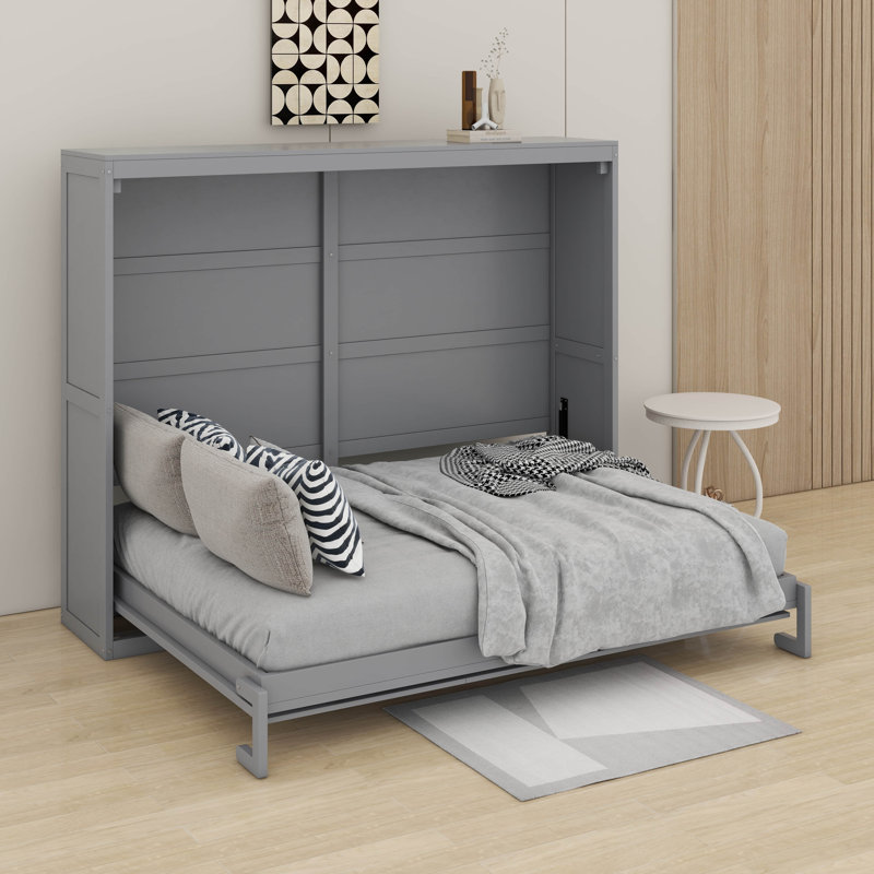 Grand lit escamotable mural, Gris, Grand lit