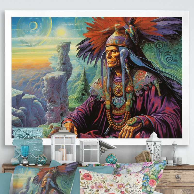 «Native Wahman», impression sur toile, Cadre simple blanc, H 12 po x l 20 po x P 1 po