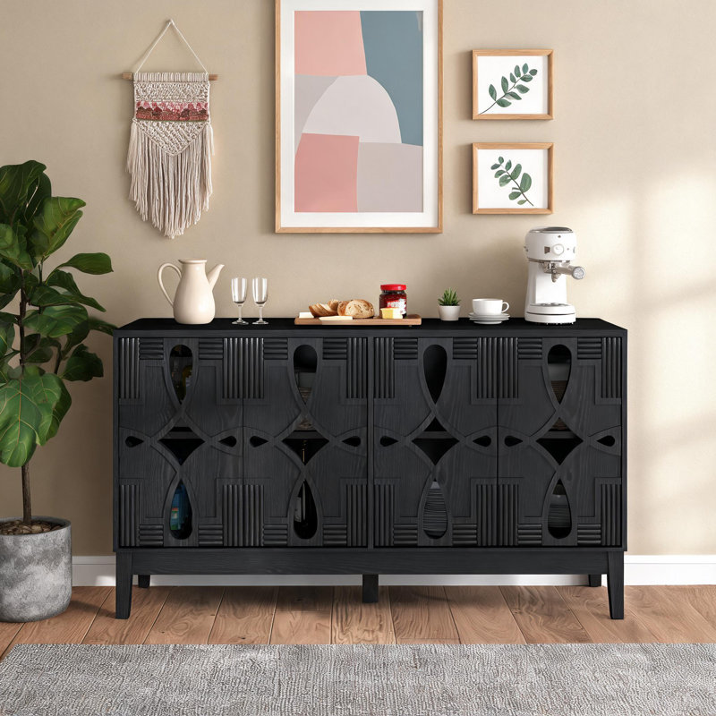 Buffet 60,5 po Mid-Century Modern, Noir