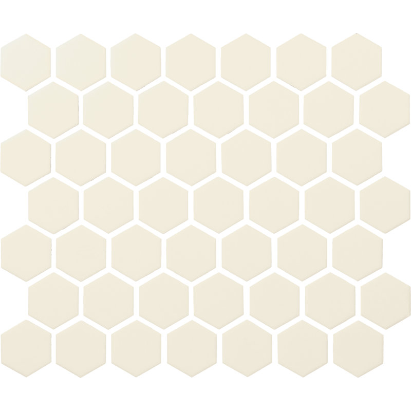 Colour Wheel Mosaics 1.5" Hexagon Mosaic (Set of 12), Matte Biscuit