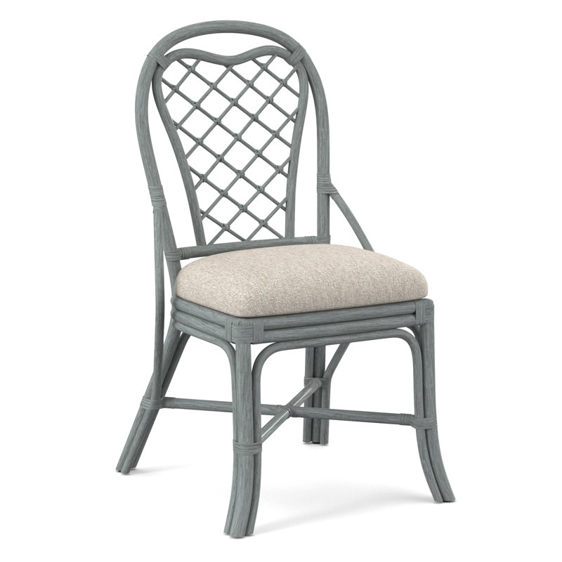 Trellis Back Side Dining Chair, Snow Crypton Performance; 0884-91, Nickel