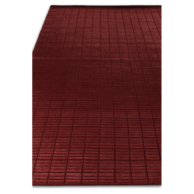 Blocks handloomed Viscose Red Area Rug