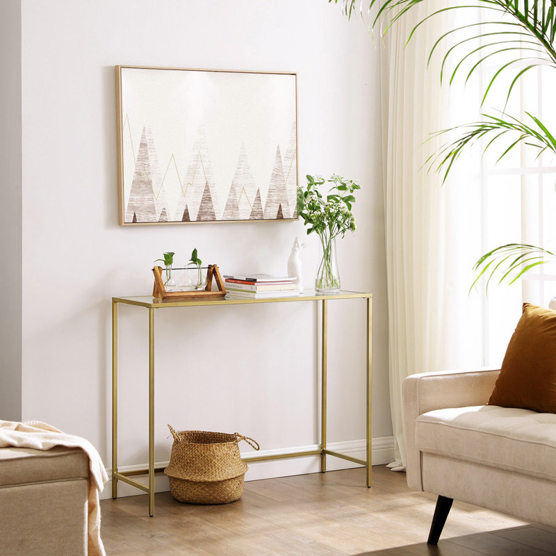 Console Huxley, 31.5'' H X 39.4'' W X 13.8'' D, Gold/Transparent
