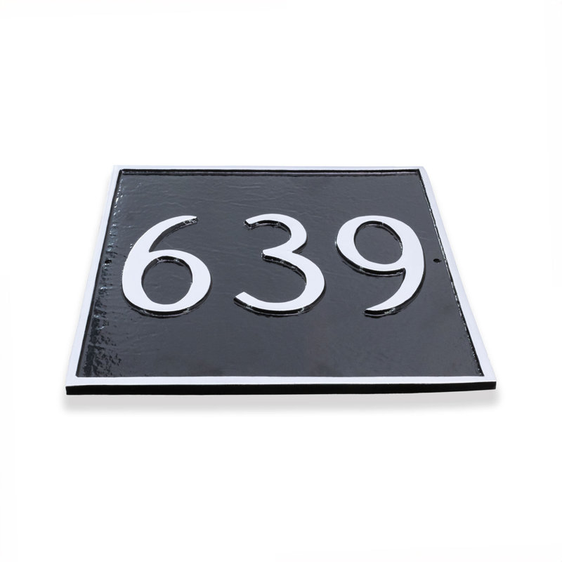Plaque d'adresse 1 ligne Classic Square, Oui, Chocolat / or