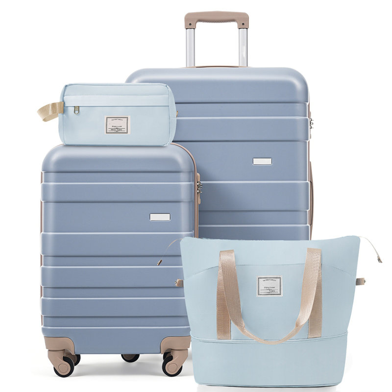 Ensemble de bagages 4 pièces - Valise à carreaux 20 po, valise à carreaux 28 po avec sac de toilette TSA