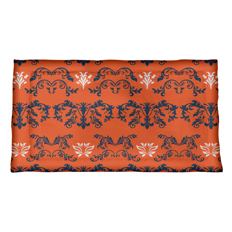 Football Baroque Pattern Pillow Sham, King, Polyester, Orange/Blue/White