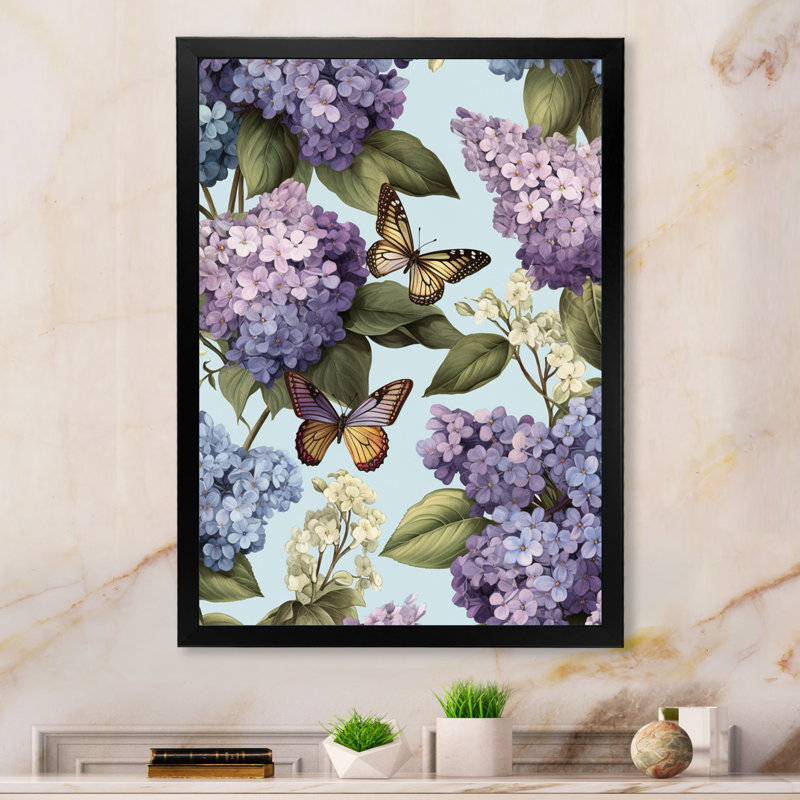 " Purple Lilac Fragrant Flowers V ", Black Single Picture Framed, 40" H x 30" W x 1.5" D